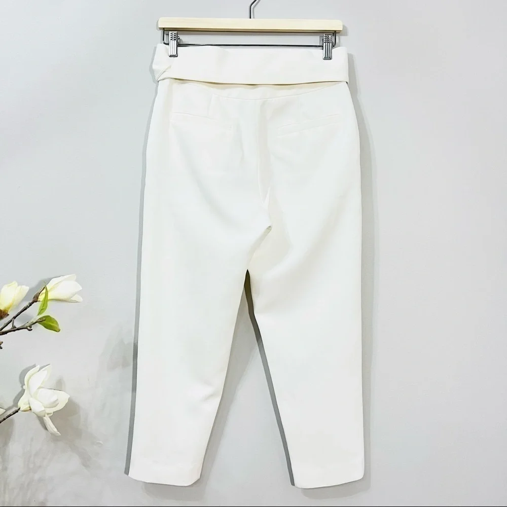 IRO Gracious Highrise wrap belt crop pants in white